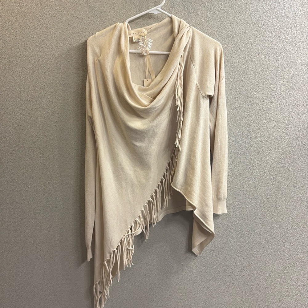 NWT | Love Stitch | Beige Fringe Wrap Sweater | Size Large